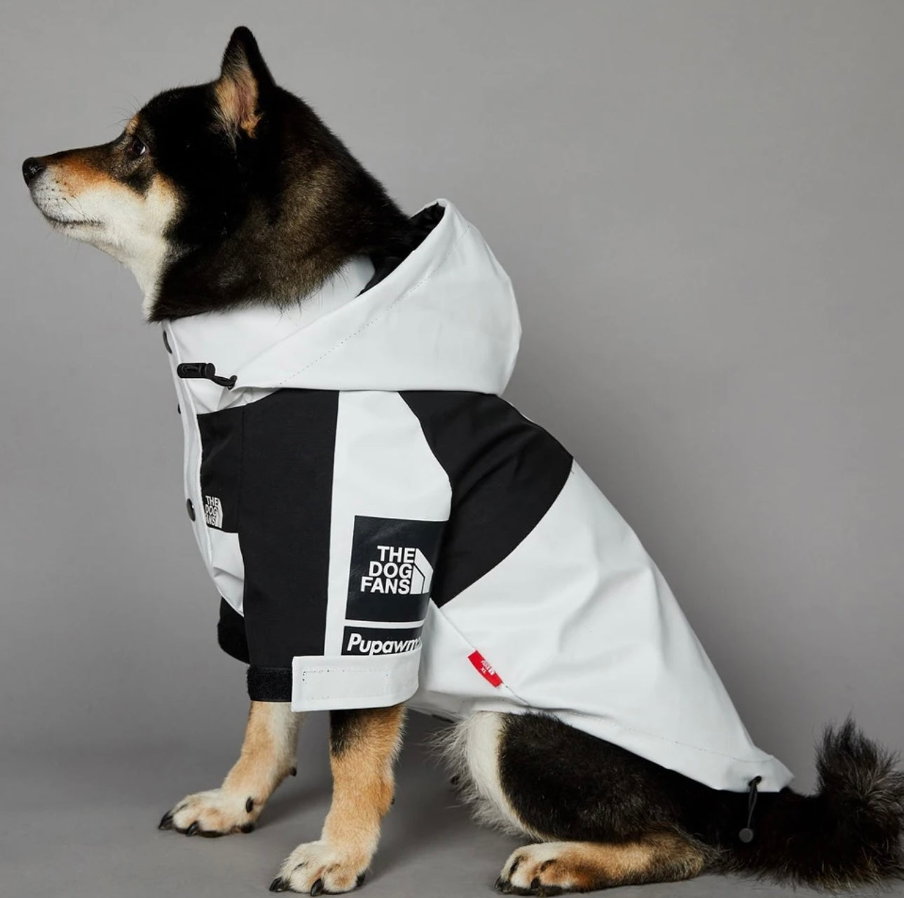 “The Dog Fans” white Luxury Rain Jacket