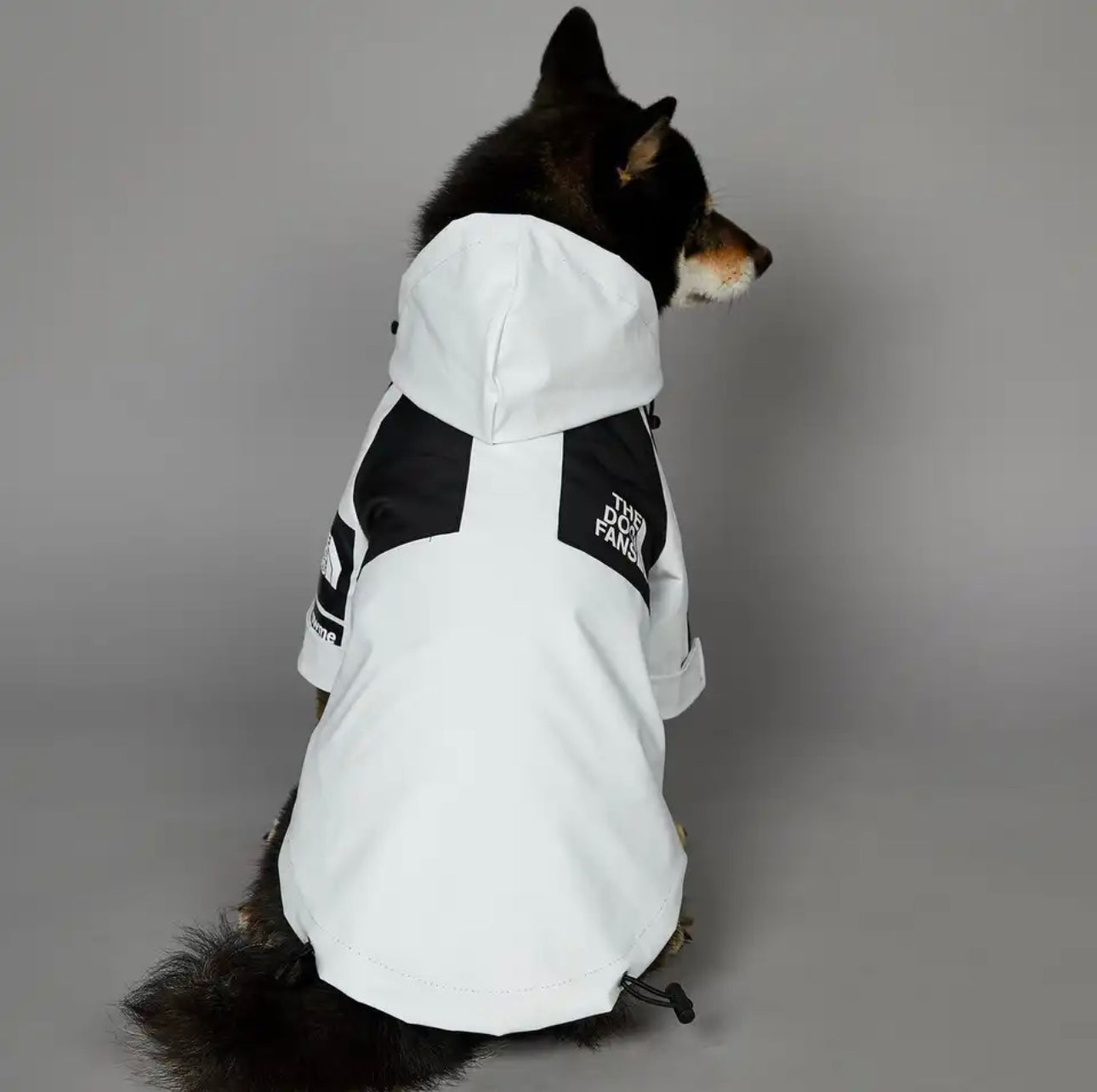 “The Dog Fans” white Luxury Rain Jacket